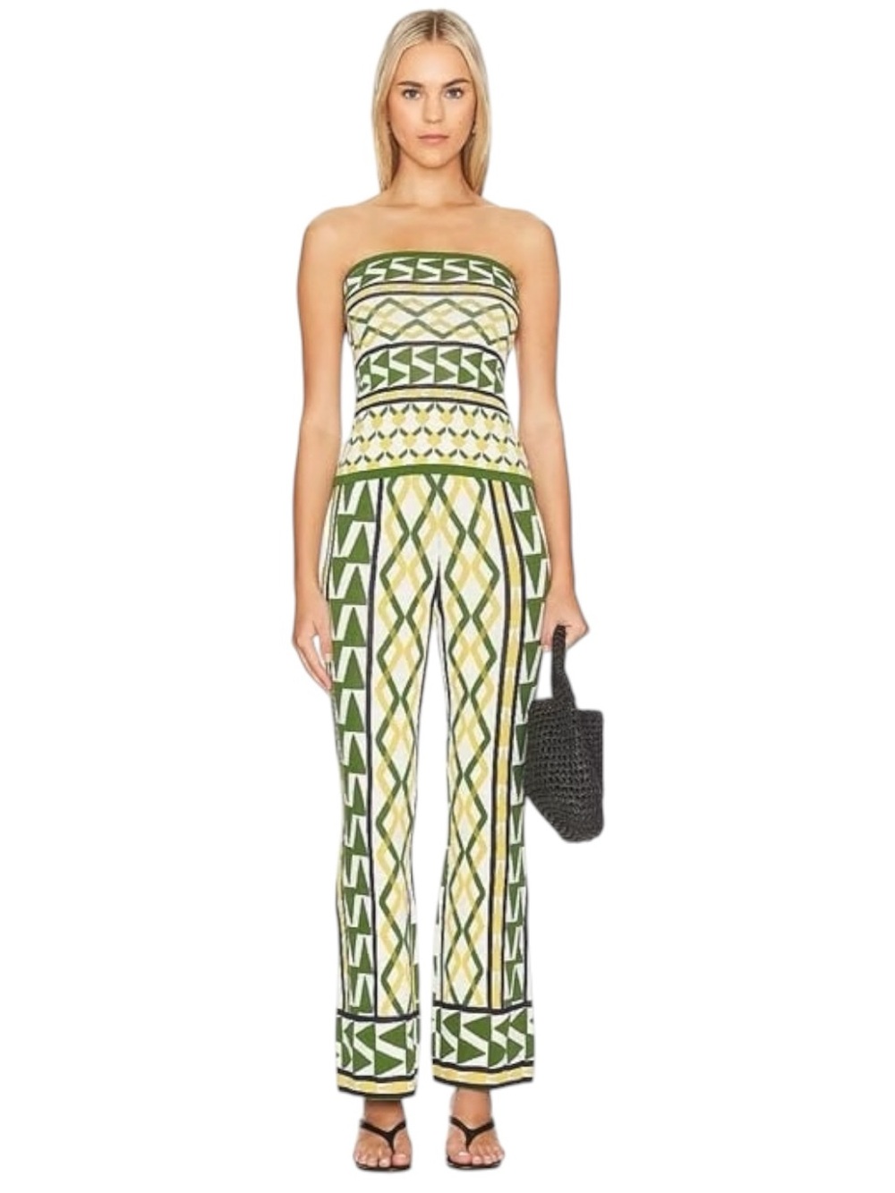 MISA Los Angeles Rialta Pants NWT Small Limoncello Geo Wide Leg Knit Palazzo